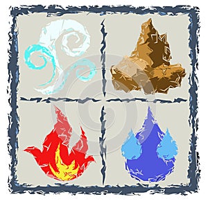 Four elements of the elements. air, water, fire, earth