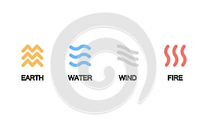 Four elements icon. Earth, water, wind and fire. Vector on isolated white background. EPS 10