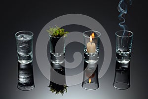 Four elements of nature - air, fire,  earth, water