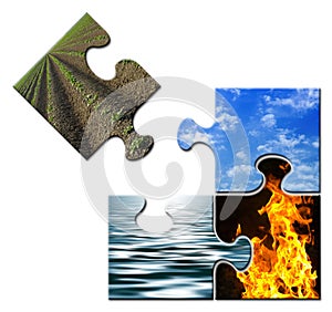 Four elements in a puzzle - Earth apart