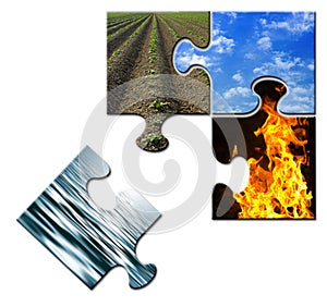 Four elements in a puzzle - water apart photo