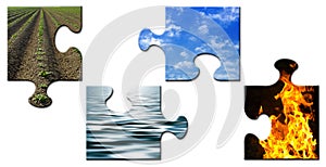 Four elements in a unsolved puzzle photo