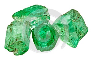 Four emerald crystals