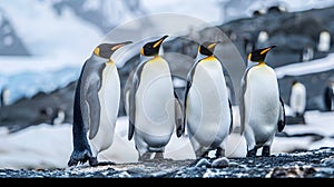 Four Emperor Penguins in Antarctica