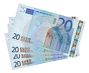 Four euro banknotes