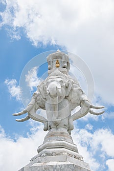 Four face white elephant statue