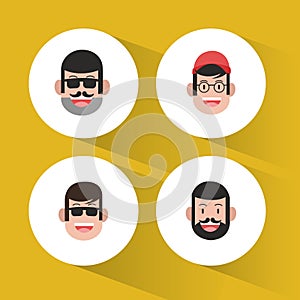 four faces of men icons image