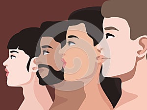 four faces profiles persons