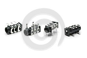 Four female connectors for 3.5mm jacks