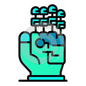 Four finger prostheses icon color outline vector
