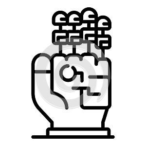 Four finger prostheses icon, outline style