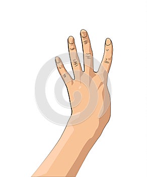 Four fingers up hand gesture icon