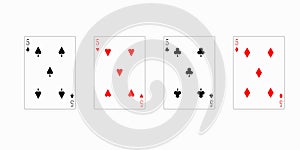 Four fives in poker. vector