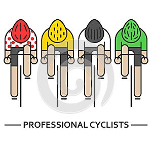 Four flat bicyclists