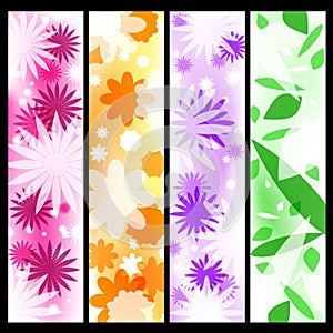 Four floral banners