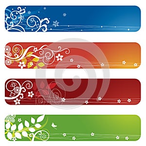 Four floral banners or bookmarks