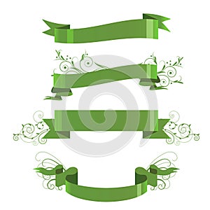 Four floral green banners