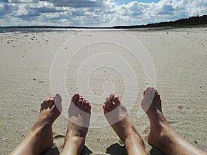 Four foots on beach