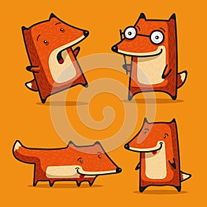 Four funny foxes