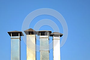 Four Galvanized Chimney Pipe Or Vent Pipe In A Row