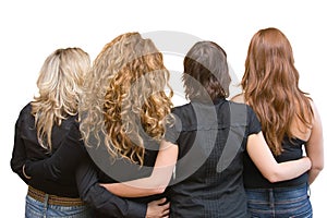 Four girls, four hair colours - linking arms