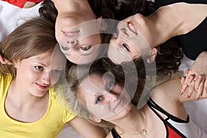 Four girls friends have fun