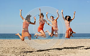 Four girls jumping