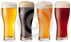 Quattro occhiali diverso birra 