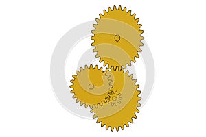 Four Golden Gearwheels in Action