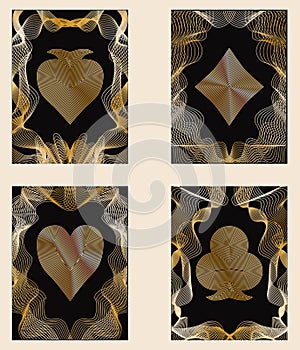 Four golden poker cards