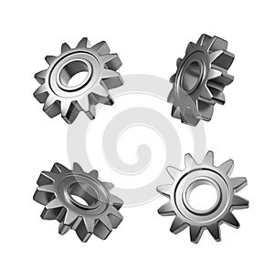 Four gray gears over white background