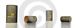Four grey metallic carbon monoxide barrels - 3D render