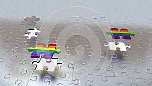 Four Grey Puzzle Pieces escape from all other Grey Pieces and become Rainbow