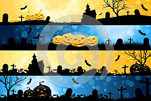 Four Halloween Banners