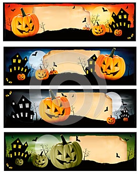 Four Halloween banners