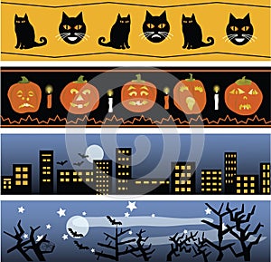 Four Halloween Banners