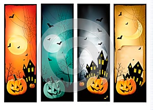 Four Halloween banners. Vector