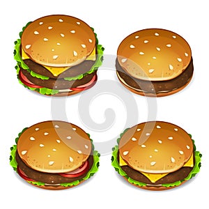 Four hamburger icons set on white background
