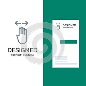 Four, Hand, Finger, Left, Right Grey Logo Design and Business Card Template
