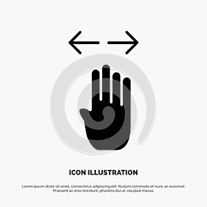 Four, Hand, Finger, Left, Right solid Glyph Icon vector
