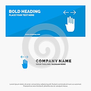 Four, Hand, Finger, Left, Right SOlid Icon Website Banner and Business Logo Template