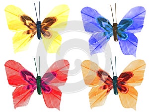 Four handmade colorful buterflies