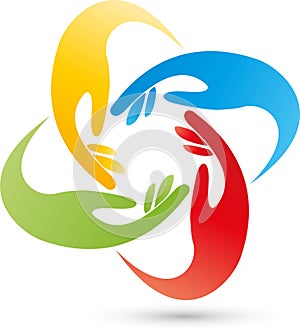 Four hands, people and hands logo