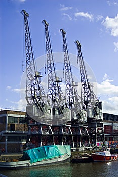 Four harbour cranes