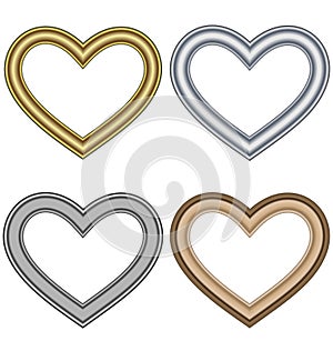 Four hearts love frames on white