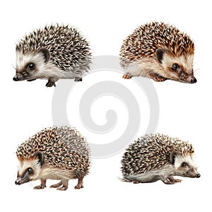 Four hedgehogs in different poses