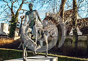 Four horsemen of Apocalypse statue in Bruges, Belgium