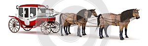 Four horses harnessed to a carriage.