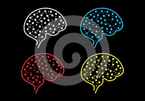 Four Human brain dots illustration design