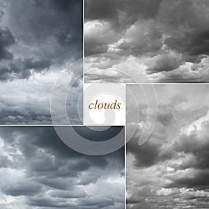 Four image of cloudy sky.